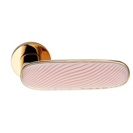 Klamka DUNE PVD-BG+PSR złoty +różowa porcelana DND