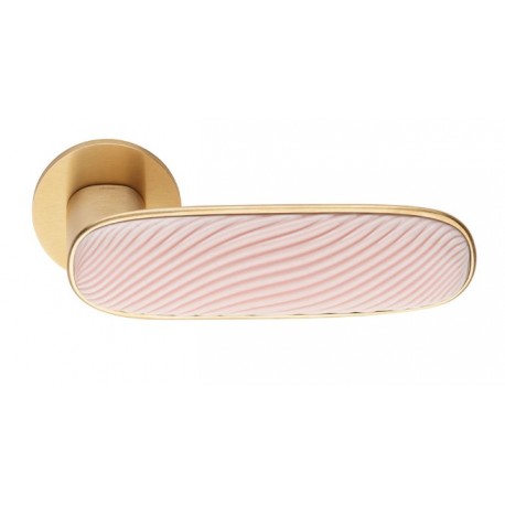 Klamka DUNE PVD-BG+PSR złoty sat +różowa porcelana DND