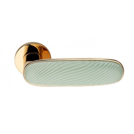 Klamka DUNE PVD-BG+PSV złoty +miętowo zielona porcelana DND