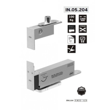 Zawias pivot nowa wersja IN.05.204 do drzwi drewnianych JNF