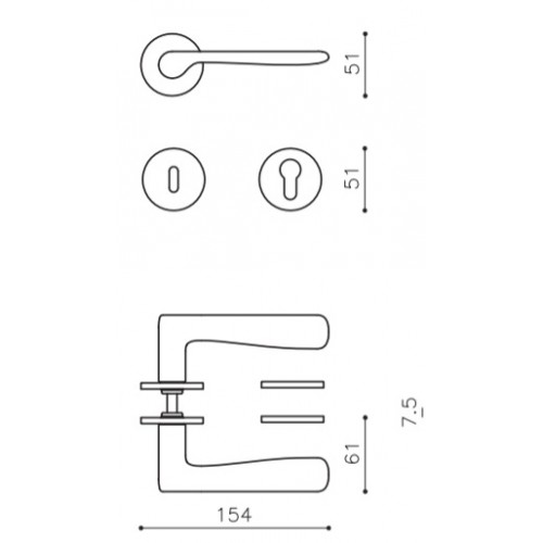 Klamka PLUME BASSE Super Finish mosiądz satyna OLIVARI