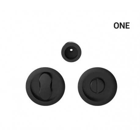 Uchwyt wpuszczany WC okrągły do drzwi przesuwnych ONE - czarny