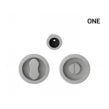 Uchwyt wpuszczany WC okrągły do drzwi przesuwnych ONE - srebrny